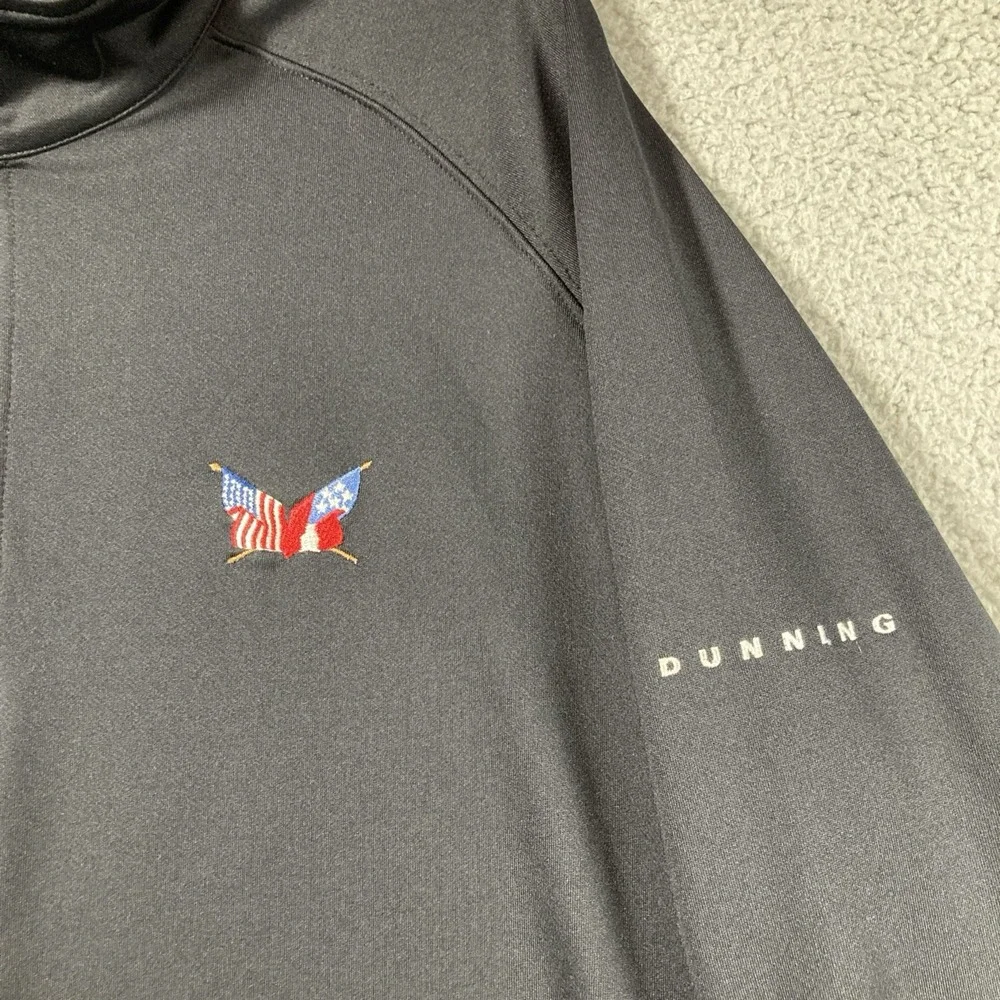 Dunning Golf 1/4 Zip Pullover‎ Men's Large Black American Flag Sweater Comfort